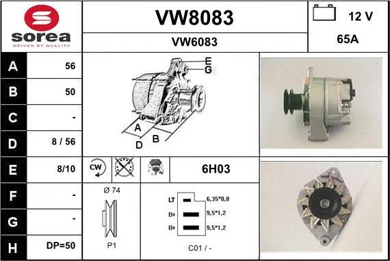 SNRA VW8083 - Generator alexcarstop-ersatzteile.com