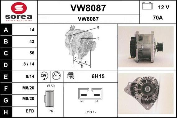 SNRA VW8087 - Generator alexcarstop-ersatzteile.com