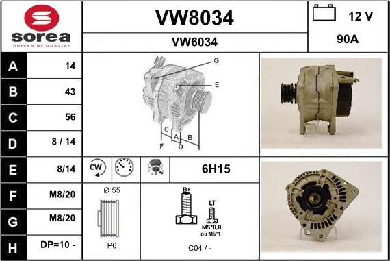 SNRA VW8034 - Generator alexcarstop-ersatzteile.com