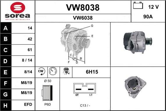 SNRA VW8038 - Generator alexcarstop-ersatzteile.com