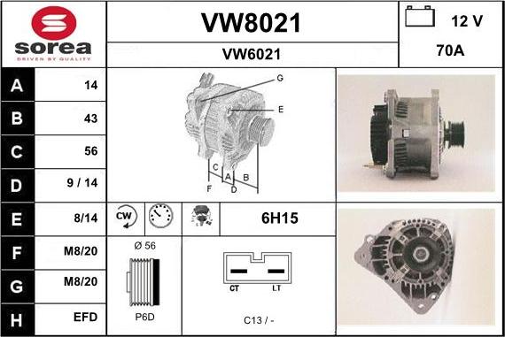 SNRA VW8021 - Generator alexcarstop-ersatzteile.com