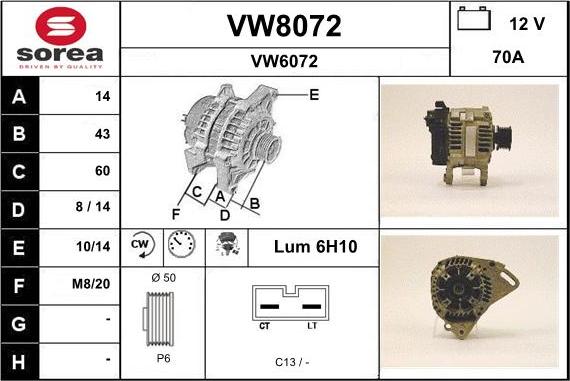 SNRA VW8072 - Generator alexcarstop-ersatzteile.com