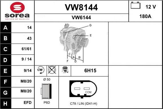 SNRA VW8144 - Generator alexcarstop-ersatzteile.com