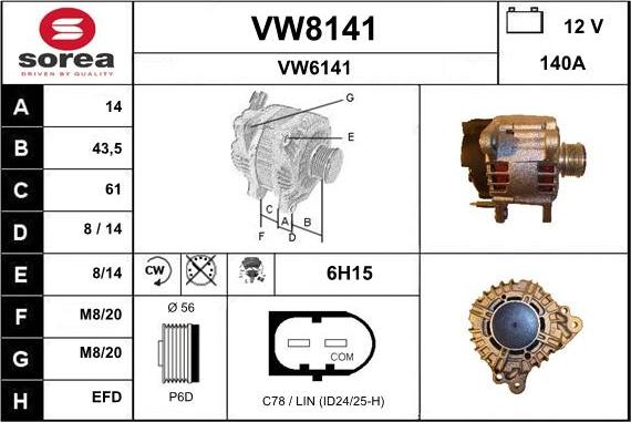 SNRA VW8141 - Generator alexcarstop-ersatzteile.com