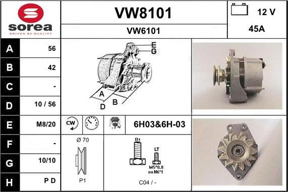 SNRA VW8101 - Generator alexcarstop-ersatzteile.com