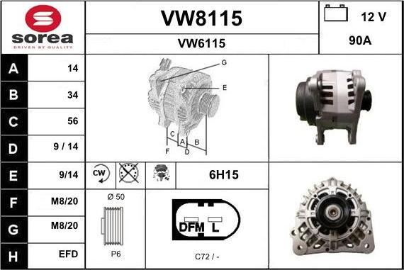 SNRA VW8115 - Generator alexcarstop-ersatzteile.com