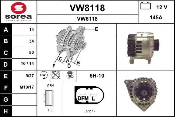 SNRA VW8118 - Generator alexcarstop-ersatzteile.com