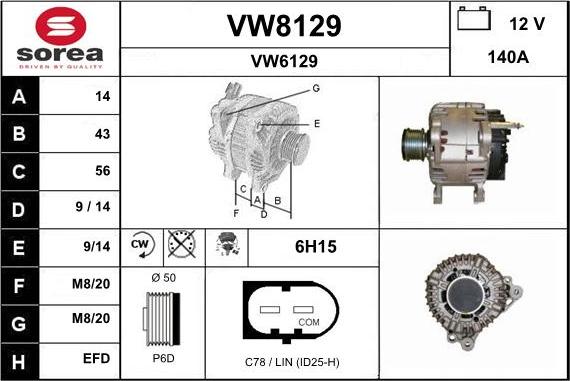 SNRA VW8129 - Generator alexcarstop-ersatzteile.com