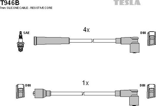 TESLA T946B - Zündleitungssatz alexcarstop-ersatzteile.com