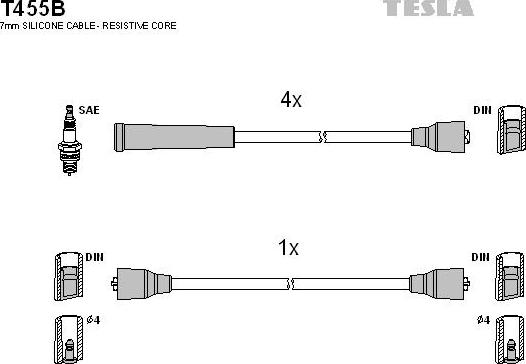 TESLA T455B - Zündleitungssatz alexcarstop-ersatzteile.com