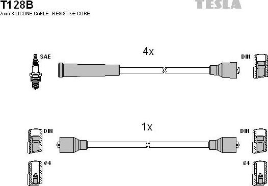 TESLA T128B - Zündleitungssatz alexcarstop-ersatzteile.com