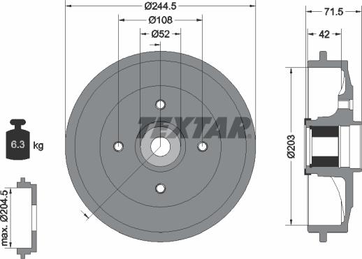 Textar 94041200 - Bremstrommel alexcarstop-ersatzteile.com