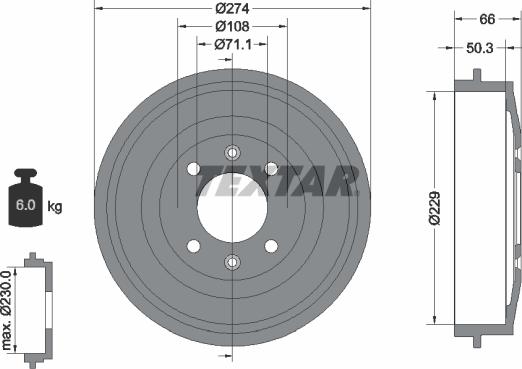 Textar 94010300 - Bremstrommel alexcarstop-ersatzteile.com