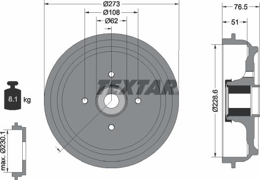 Textar 94037900 - Bremstrommel alexcarstop-ersatzteile.com