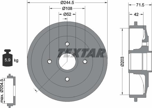 Textar 94026600 - Bremstrommel alexcarstop-ersatzteile.com