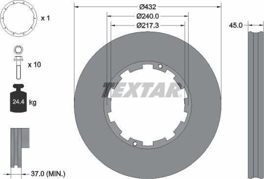 Textar 93145600 - Bremsscheibe alexcarstop-ersatzteile.com