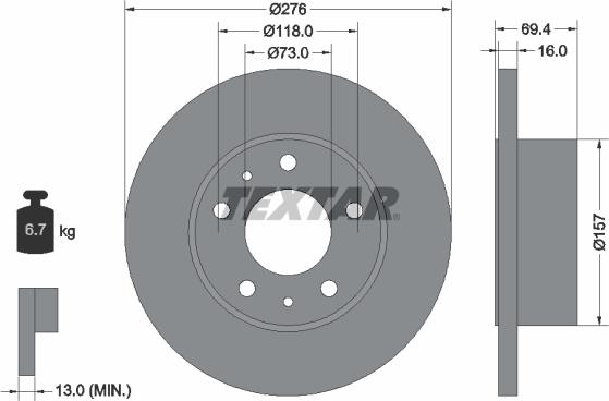 Textar 93104700 - Bremsscheibe alexcarstop-ersatzteile.com