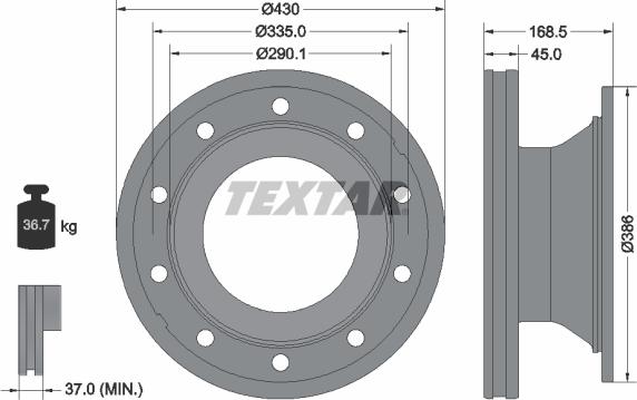 Textar 93296100 - Bremsscheibe alexcarstop-ersatzteile.com