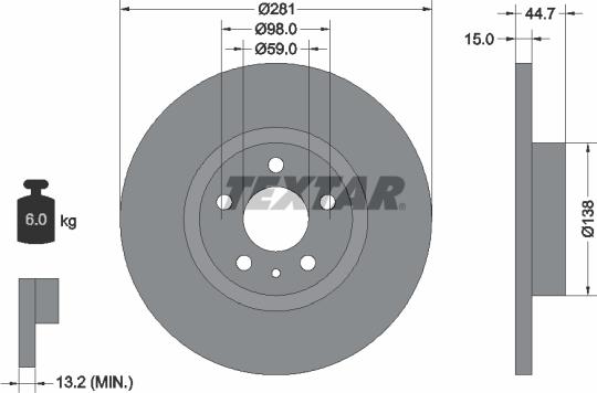 Textar 92096400 - Bremsscheibe alexcarstop-ersatzteile.com