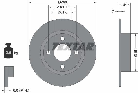 Textar 92096500 - Bremsscheibe alexcarstop-ersatzteile.com