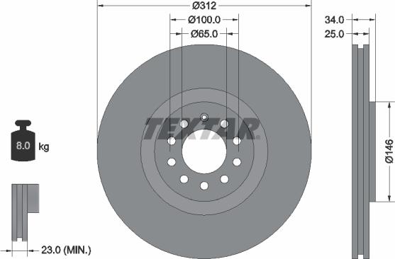 Textar 92098503 - Bremsscheibe alexcarstop-ersatzteile.com