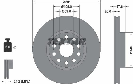 Textar 92093900 - Bremsscheibe alexcarstop-ersatzteile.com