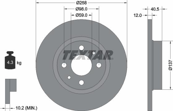 Textar 92041500 - Bremsscheibe alexcarstop-ersatzteile.com