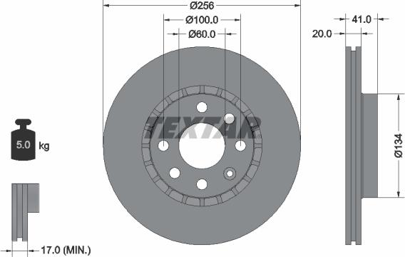 Textar 92056500 - Bremsscheibe alexcarstop-ersatzteile.com