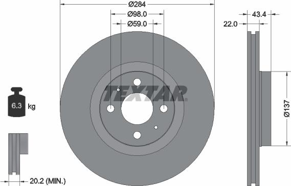 Textar 92053500 - Bremsscheibe alexcarstop-ersatzteile.com