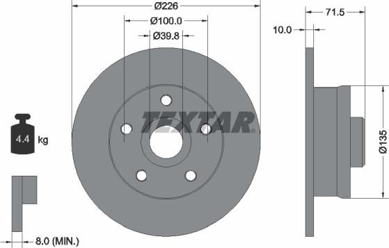 Textar 92057200 - Bremsscheibe alexcarstop-ersatzteile.com