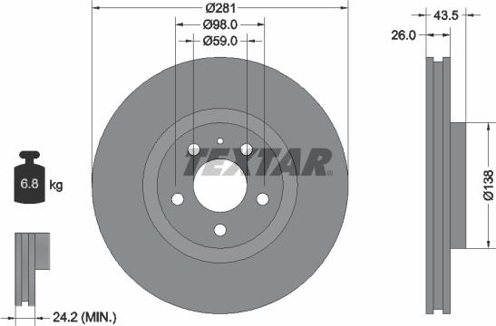 Textar 92061000 - Bremsscheibe alexcarstop-ersatzteile.com