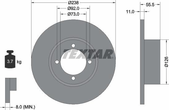 Textar 92005400 - Bremsscheibe alexcarstop-ersatzteile.com