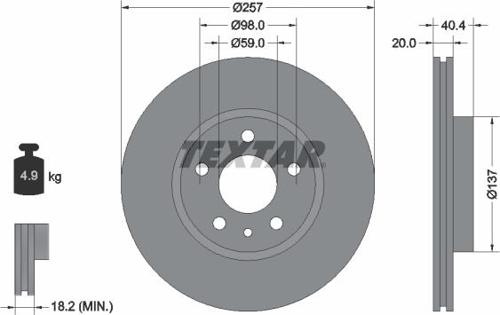 Textar 92083100 - Bremsscheibe alexcarstop-ersatzteile.com