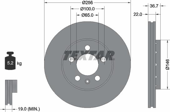 Textar 92082205 - Bremsscheibe alexcarstop-ersatzteile.com