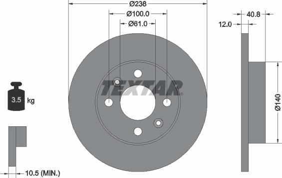 Textar 92036100 - Bremsscheibe alexcarstop-ersatzteile.com