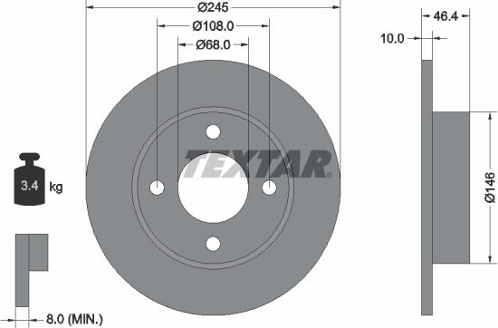 Textar 92037300 - Bremsscheibe alexcarstop-ersatzteile.com