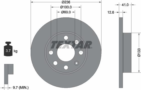 Textar 92020900 - Bremsscheibe alexcarstop-ersatzteile.com