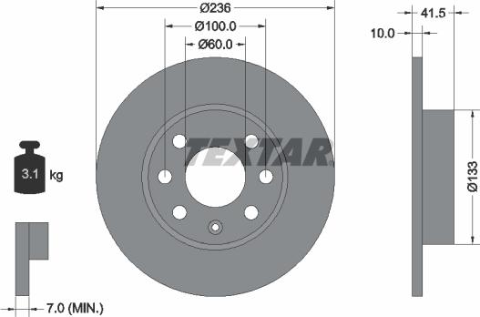 Textar 92020800 - Bremsscheibe alexcarstop-ersatzteile.com