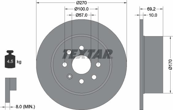 Textar 92075500 - Bremsscheibe alexcarstop-ersatzteile.com