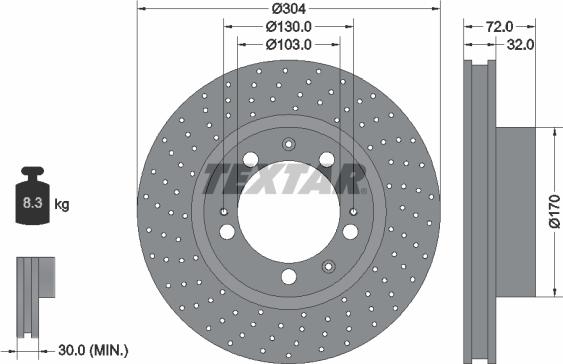 Textar 92076000 - Bremsscheibe alexcarstop-ersatzteile.com