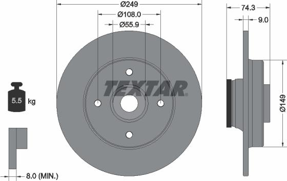 Textar 92194100 - Bremsscheibe alexcarstop-ersatzteile.com