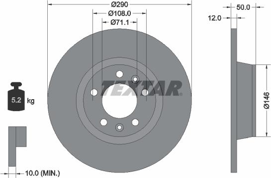 Textar 92195803 - Bremsscheibe alexcarstop-ersatzteile.com