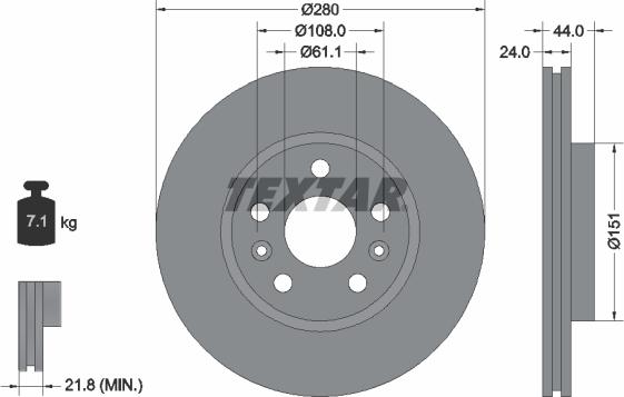 Textar 92196803 - Bremsscheibe alexcarstop-ersatzteile.com