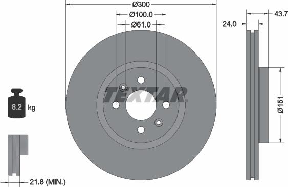 Textar 92149503 - Bremsscheibe alexcarstop-ersatzteile.com