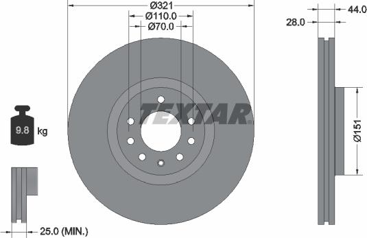 Textar 92149803 - Bremsscheibe alexcarstop-ersatzteile.com