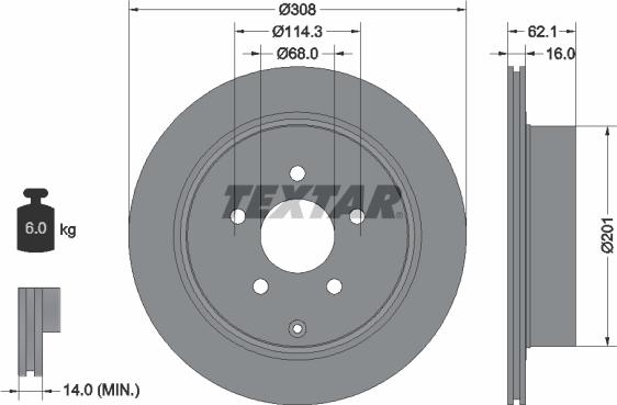 Textar 92149300 - Bremsscheibe alexcarstop-ersatzteile.com