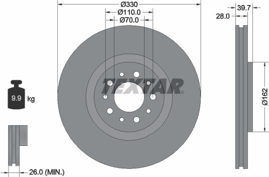 Textar 92145100 - Bremsscheibe alexcarstop-ersatzteile.com