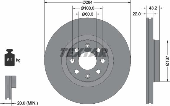 Textar 92145800 - Bremsscheibe alexcarstop-ersatzteile.com