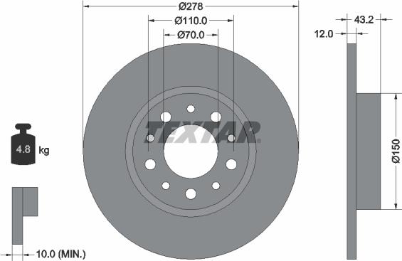 Textar 92145200 - Bremsscheibe alexcarstop-ersatzteile.com