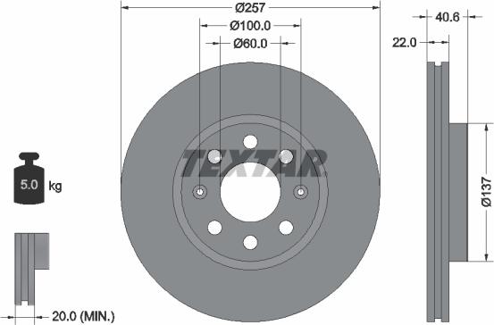 Textar 92145700 - Bremsscheibe alexcarstop-ersatzteile.com